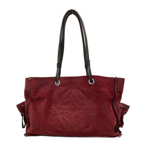 Loewe Anagram Shopper Tote bag from red suede